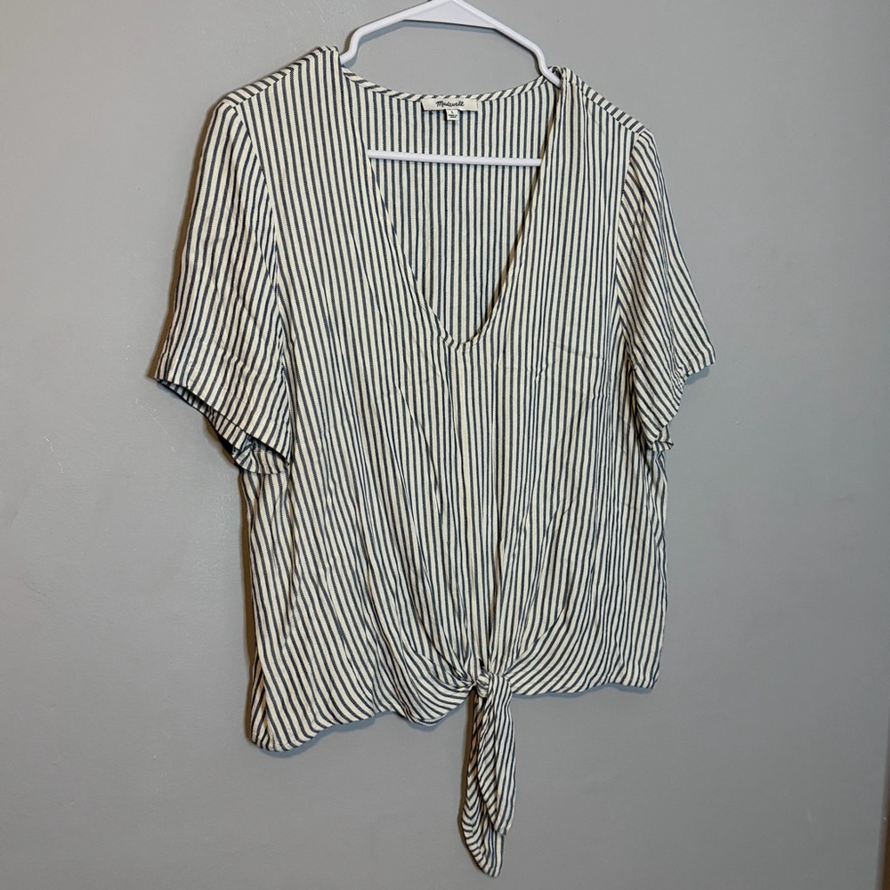 Madewell Striped Tie-Front Blouse